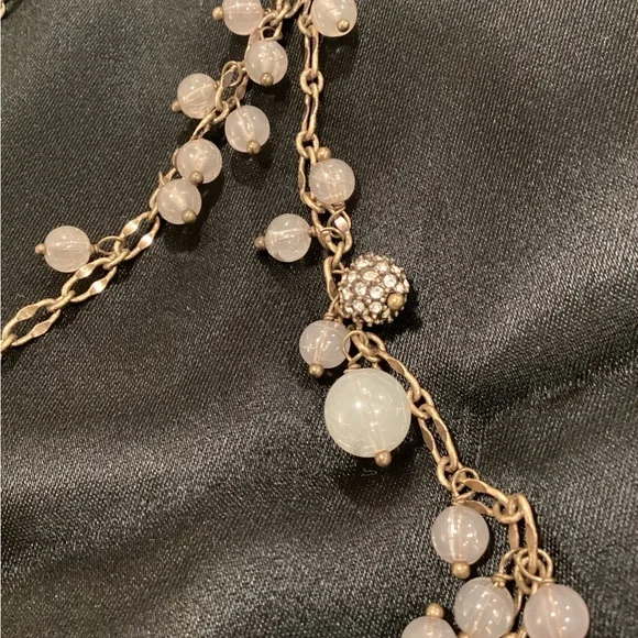 J. Crew Gold Necklace with Faux rose quartz Beads - Picture 2 of 3